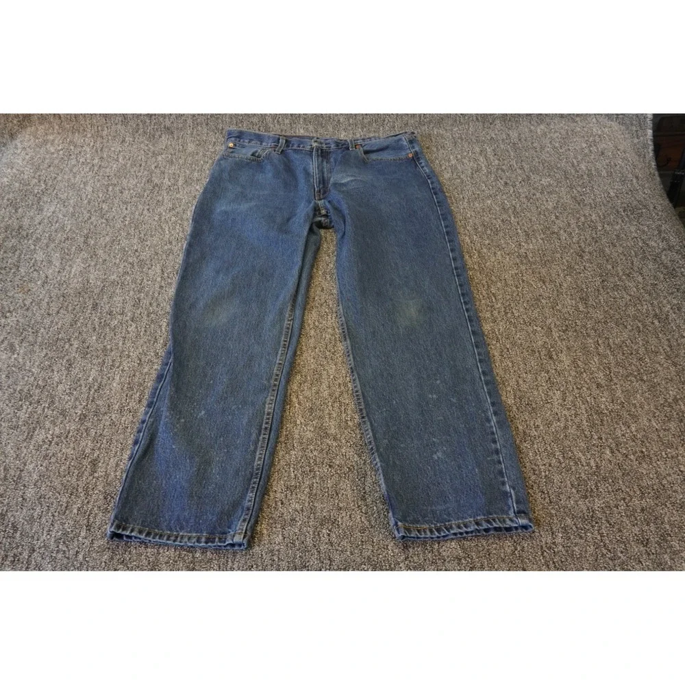Levi's 550 Jeans Mens 40x32 Blue Denim Stone Wash Stretch High Rise Wide Leg